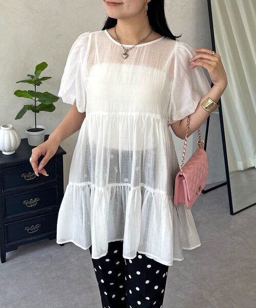 rosymonster back tieredtunic ティアード　ブラウス prose verse（プロズヴェール） ブラウス シャツ 半袖 前後2WAYシアー
