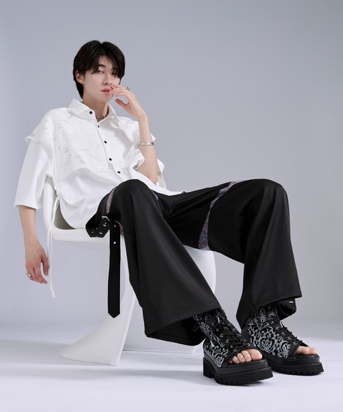 Ellno Loset（エルノロゼット） 厚底 サンダル ダマスクジャガード