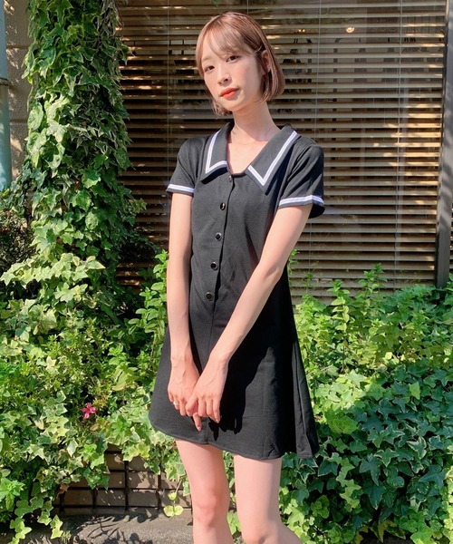 ワンピース Titty Co Petit フロント釦バイカラーワンピース Zozotown Yahoo 店 通販 Yahoo ショッピング