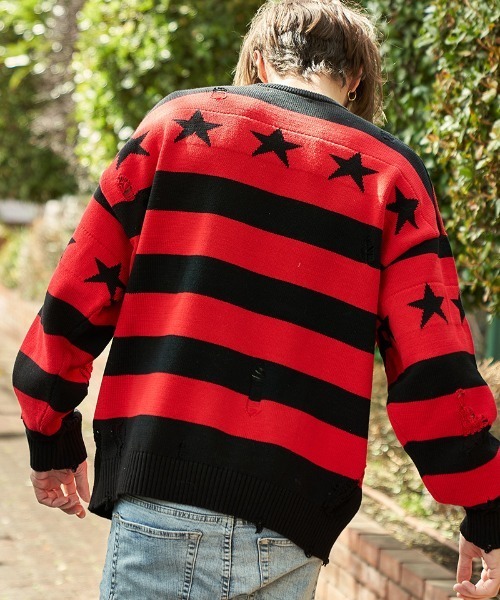 STUD MUFFIN ボーダー ニットテーラードジャケット STUD MUFFIN 