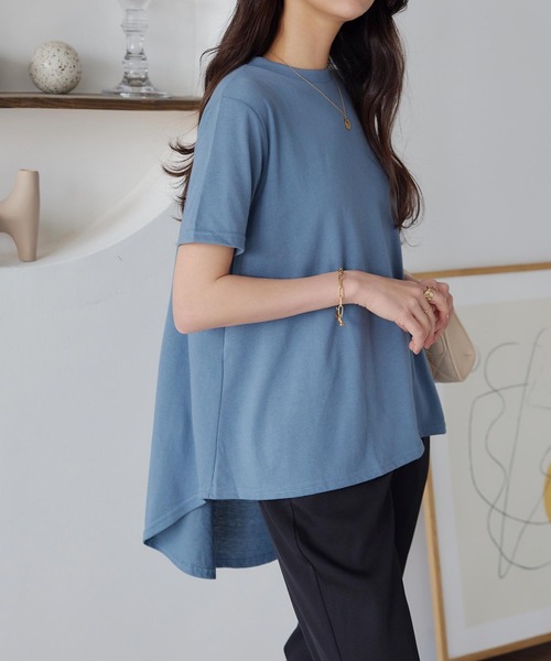 Aries a.m.l　バックロゴストライプシャツチュニック KOBE LETTUCE tシャツ バックギャザーアシンメトリーチュニックT