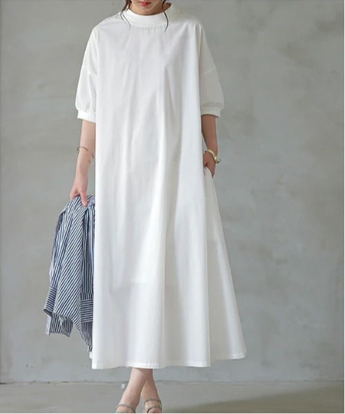 No one knows（ノーワンノーズ） ワンピース リブ付きAライン半袖