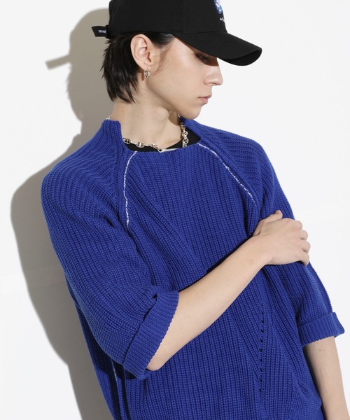 LEGENDA ニット セーター LEGENDA セーター ニット レジェンダ リンクドステッチ ハーフスリーブ