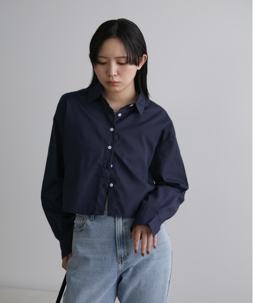 ブラウス シャツ クロップドオーバーシャツ レディース Aunt Marie's ブラウス シャツ クロップドオーバーシャツ
