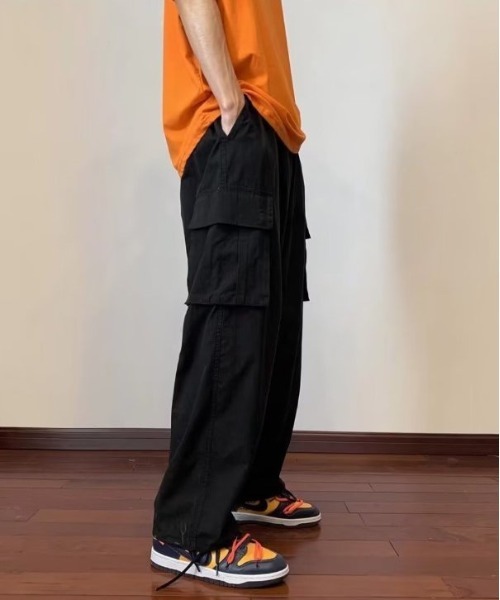 COMON＋ カーゴパンツ 裾 スピンドル 付 ワイド カーゴ イージー