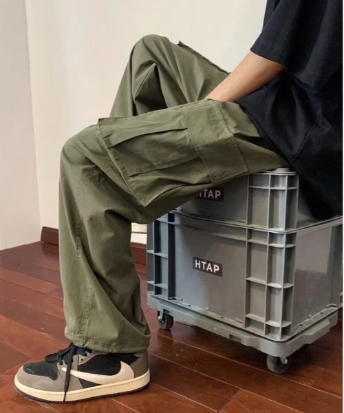 COMON＋ カーゴパンツ 裾 スピンドル 付 ワイド カーゴ イージー
