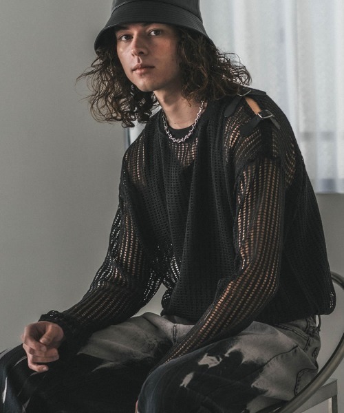 Shoowtime tシャツ ショルダースリットシアートップス メンズ