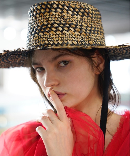 送料込　オリエントミリナリー　フリンジカノチェハット　ミクサ　麦わら帽子 ORIENT MILLINERY 帽子 ハット MIXA「ミクサ」ラティス編み