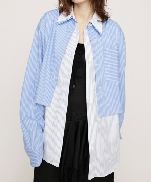 レイヤージャカードストライプブラウス SLY ブラウス シャツ LAYERD STRIPE 2P SH レイヤード