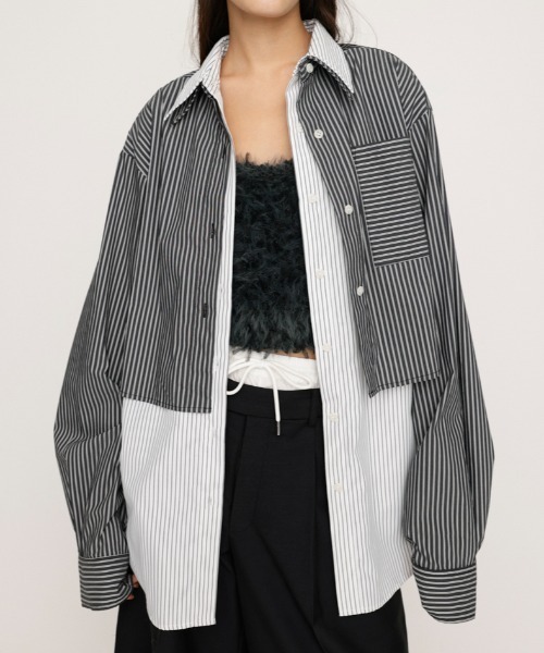 レイヤージャカードストライプブラウス SLY ブラウス シャツ LAYERD STRIPE 2P SH レイヤード