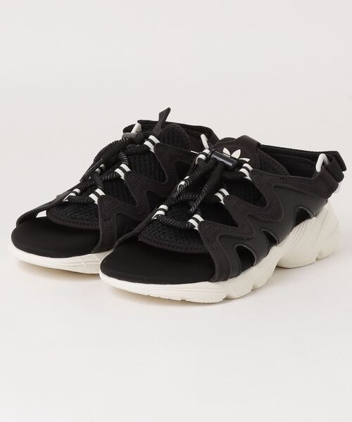 adidas（アディダス） フラットサンダル 24.5cm ブラック レディース