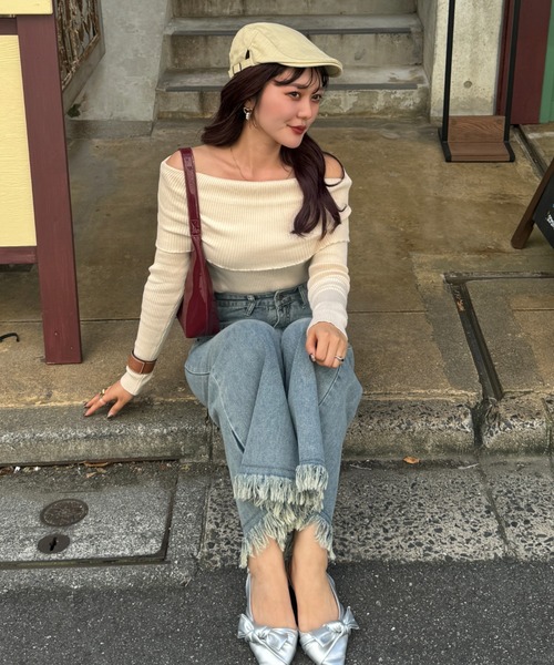 デニム・ジーパン Fiorucci Charming Jeans PAGEBOY ジーンズ デニム デニムパンツ フリンジラインデニム
