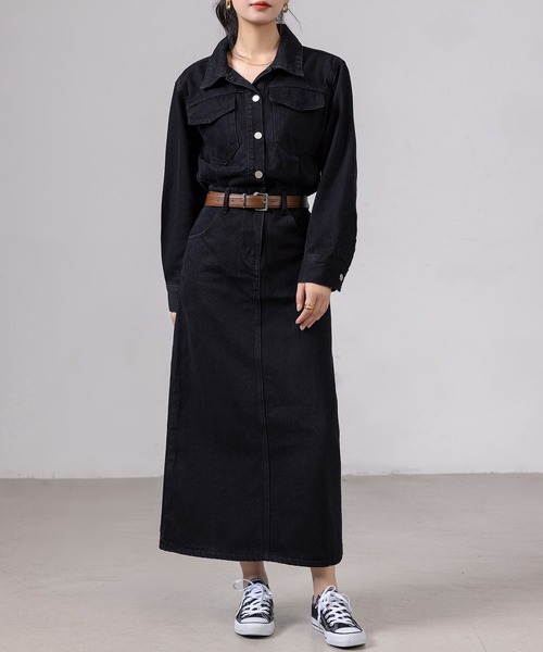 DAY CLOSET ワンピース 「ロング丈/ウォッシュ加工/抜け感出せるバック
