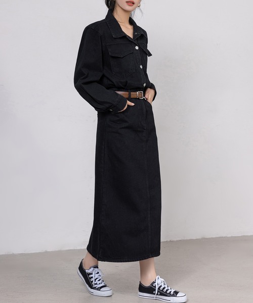 DAY CLOSET ワンピース 「ロング丈/ウォッシュ加工/抜け感出せるバック