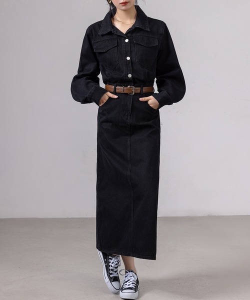 DAY CLOSET ワンピース 「ロング丈/ウォッシュ加工/抜け感出せるバック DAY CLOSET ワンピース 「ロング丈/ウォッシュ加工/抜け感出せるバック