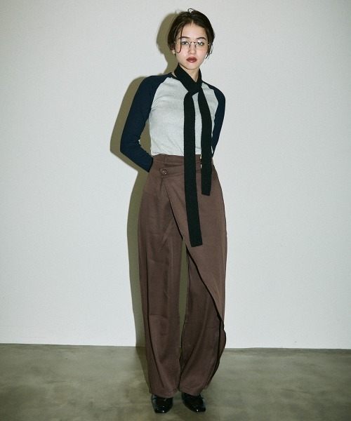 Clum ワイドパンツ スラックス パンツ asymmetry wrap slacks pants