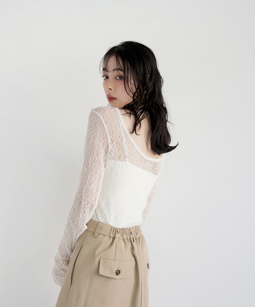 LIAN tシャツ バックオープンレーストップス レディース