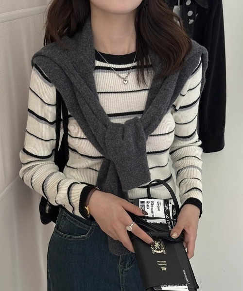 完売♡ﾎﾞｰﾀﾞｰﾄｯﾌﾟｽ tシャツ カラーボーダーリブトップス レディース : ZOZOTOWN Yahoo!店