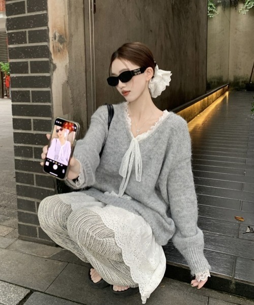 Y2K キャミソールワンピース ショート プリント ワンピース gossip!ロサンゼルス ワンピース Y2Kヴィンテージ風 レース
