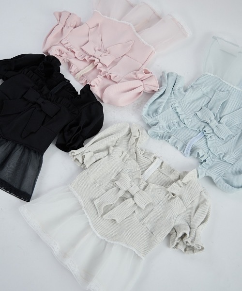 lilLilly リルリリー レースアップバレエコアリボントップス lilLilly tシャツ レースアップバレエコアリボントップス