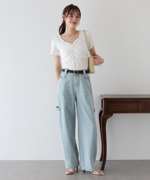 「6」 半袖Tシャツ - ブルー レディース 楽天市場】美ライン Vネック 無地 Tシャツ tシャツ レディース