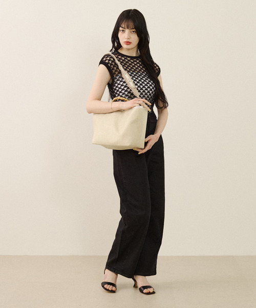 LeSportsac トートバッグ MED BAMBOO TOTE W/ST エクリュムーン