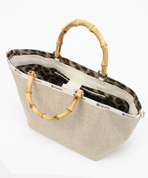 国内完売●LeSportsac●MED BAMBOO ラフィアトートバッグ LeSportsac トートバッグ MED BAMBOO TOTE W/ST エクリュムーン