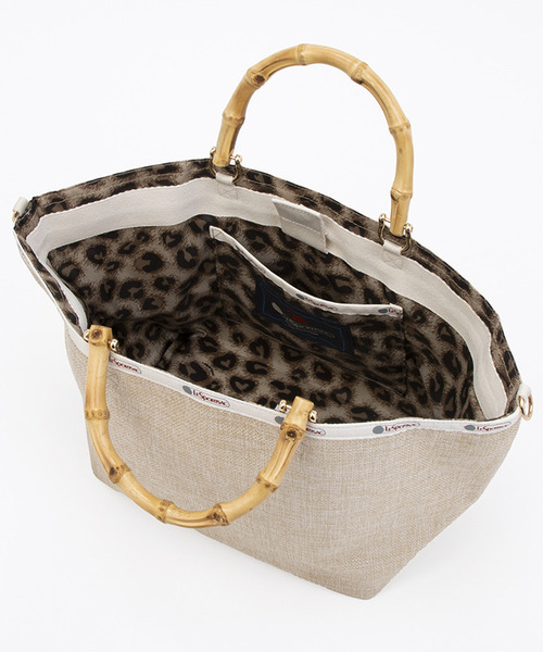 国内完売●LeSportsac●MED BAMBOO ラフィアトートバッグ LeSportsac トートバッグ MED BAMBOO TOTE W/ST エクリュムーン