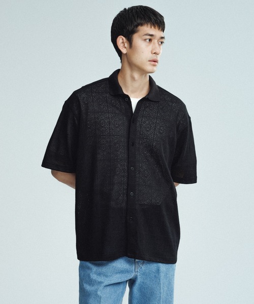 ADAM ET ROPE' ポロシャツ メッシュジャガード ボックス