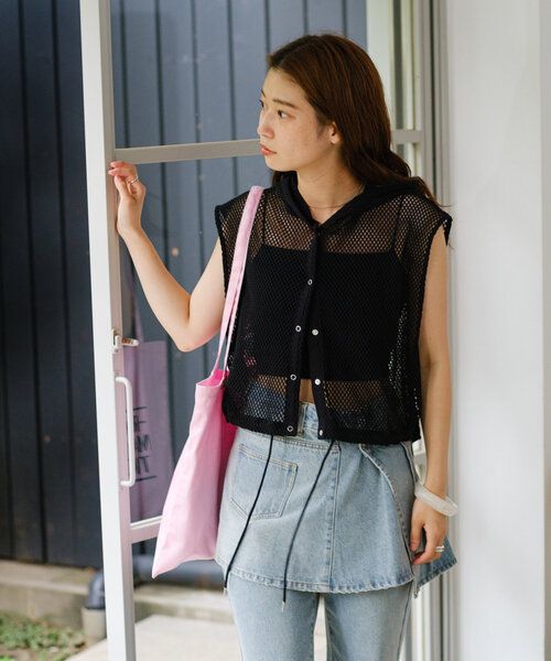 Kastane パーカー 「S.Lサイズ展開」メッシュノースリパーカー
