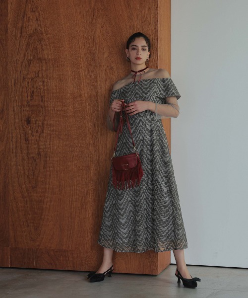 美品✨カラルス　4L　パーティードレス　結婚式　ブラウン　オケージョン　レース 結婚式・パーティー・オケージョンドレス】前開きレースケープ風