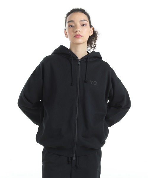 スウェット・トレーナー Y-3 brushed terry hoodie アディダス Y-3 BRUSHED TERRY ZIP HOODIE - ブラック