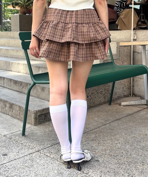 3.3 FIELD TRIP スカート Field Trip／チェックフリルスカート