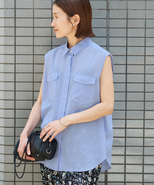 IENA - 【新品タグ付】IENA ノースリーブシャツブラウス IENA ブラウス シャツ ノースリーブシアーシャツ レディース