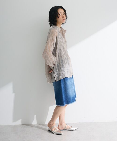 Green Parks（グリーンパークス） ブラウス シャツ シアーワッシャー