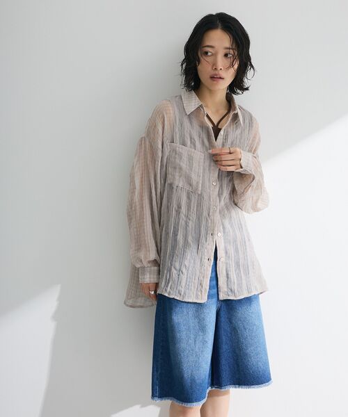 Green Parks（グリーンパークス） ブラウス シャツ シアーワッシャー