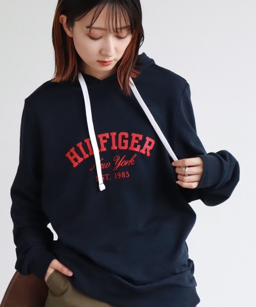 パーカー トミーヒルフィガー 袖ロゴ フラッグフルジップパーカー(XL