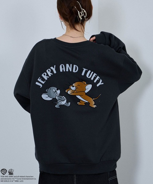 トレーナー スウェット TOM＆JERRY フロッキーサガラ刺繍トレーナー