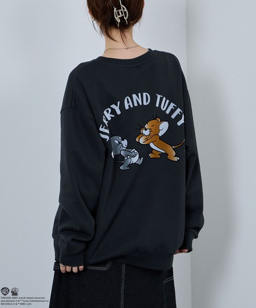 トレーナー スウェット TOM＆JERRY フロッキーサガラ刺繍トレーナー