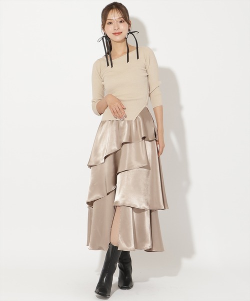 AND COUTURE（アンドクチュール） ロング スカート 夏 サテンアシメ