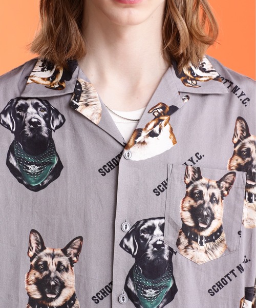 「schott」 半袖シャツ L グリーン メンズの画像