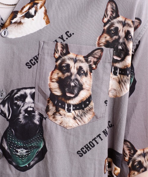 「schott」 半袖シャツ L グリーン メンズの画像
