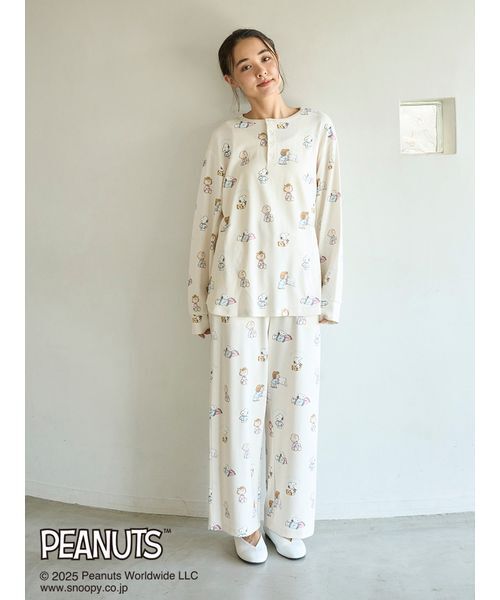 【新品】gelato pique × スヌーピー 総柄パジャマ【上下セット】 gelato pique（ジェラートピケ） パジャマ ルームウェア 「PEANUTS