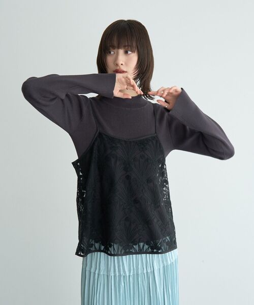 イェッカ ヴェッカ（YECCA VECCA）/【2点SET】刺繍レースキャミセットハイネックニット YECCA VECCA（イェッカヴェッカ） ニット セーター 「2点SET」刺繍