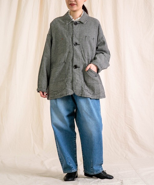 Brocante カバーオール 「Brocante / ブロカント」 綿麻ギンガム 