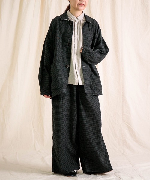 Brocante カバーオール 「Brocante / ブロカント」 綿麻ギンガム