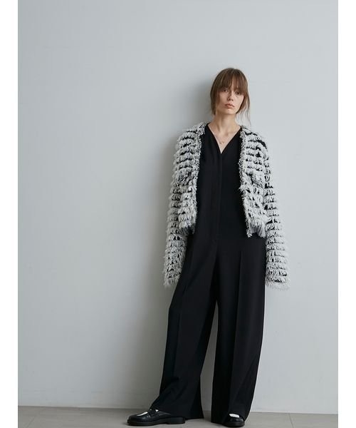 「styling/」 ノーカラージャケット ONE SIZE ベージュ レディース_画像9