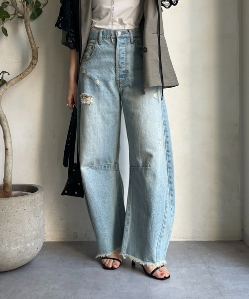 DouDou（ドゥドゥ） デニムパンツ 38 サックスブルー レディース