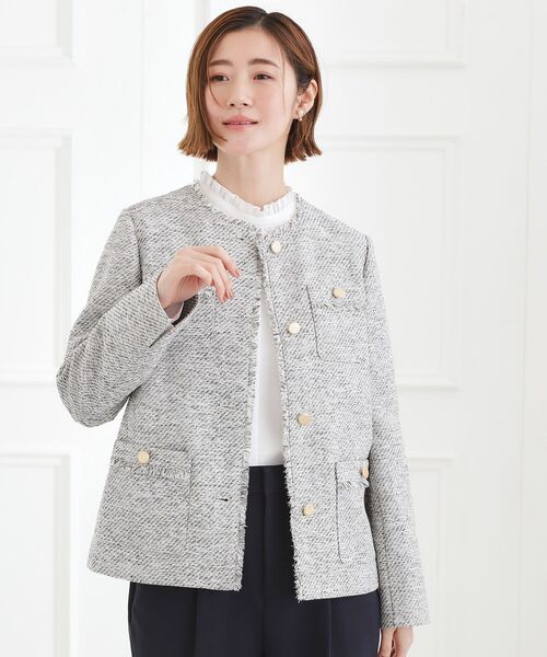 grove（グローブ） ジャケット ノーカラージャケット ミドルツイード