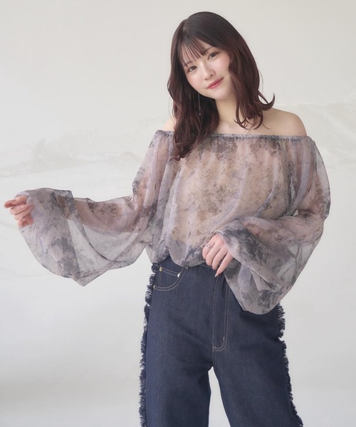 「mellowneon」 長袖ブラウス FREE ブルー レディース_画像3